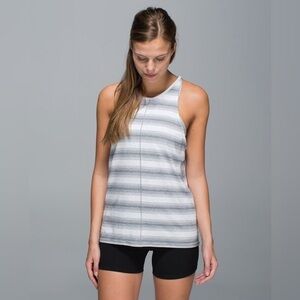 Lululemon Find Your Zen Tank Capilano Stripe HeatheredWhite Heathered Me…